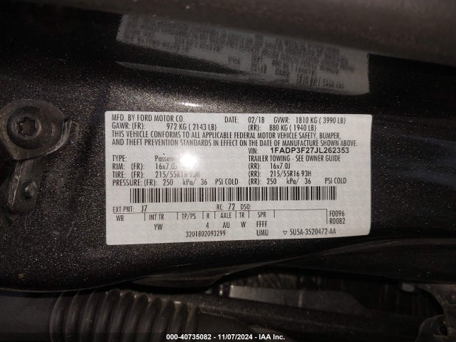 Ford FOCUS SE 2018 1FADP3F27JL262353 Image 9