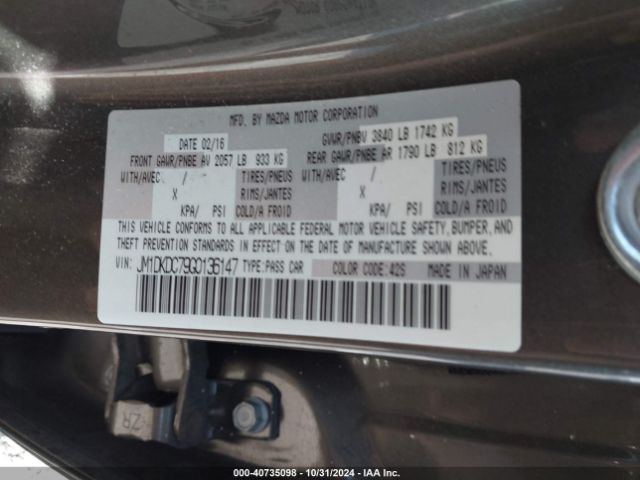 JM1DKDC79G0136147 Mazda Cx-3 Touring