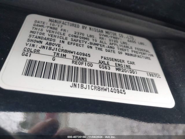 JN1BJ1CR8HW140945 Nissan Rogue Sport Sv