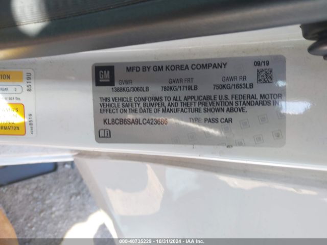 KL8CB6SA9LC423686 Chevrolet Spark Fwd Ls Automatic
