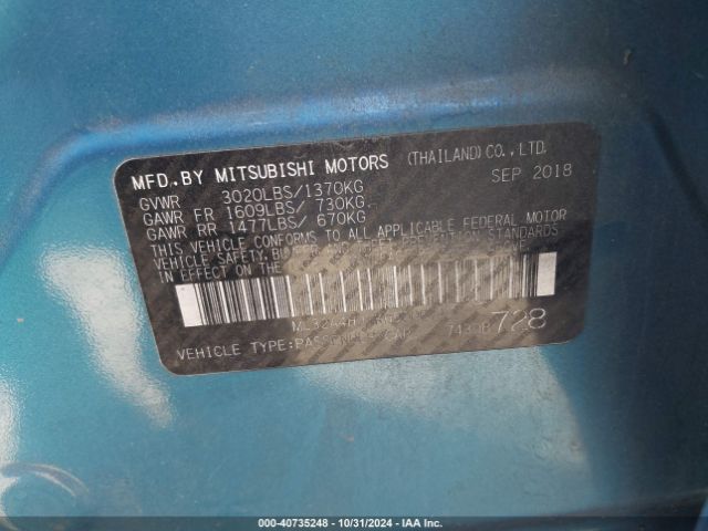 ML32A4HJXKH000671 Mitsubishi MIRAGE SE