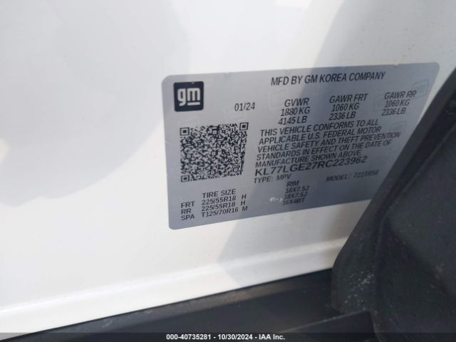 KL77LGE27RC223962 Chevrolet Trax Fwd 1rs