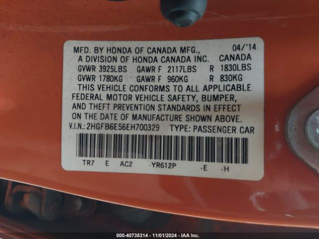 2HGFB6E56EH700329 Honda CIVIC SI