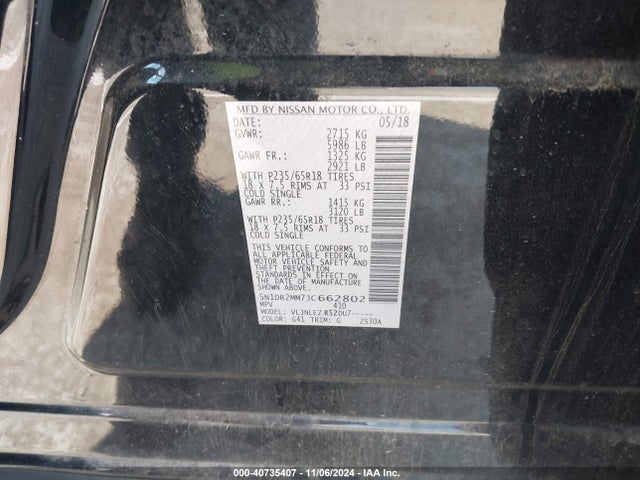 5N1DR2MM7JC662802 Nissan Pathfinder Sv