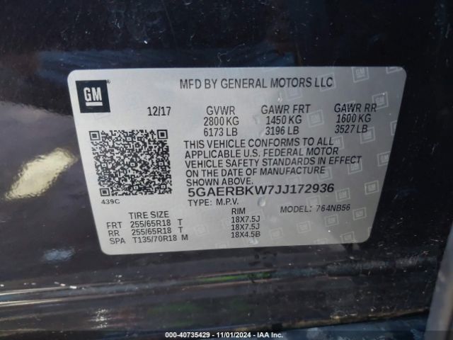 5GAERBKW7JJ172936 Buick Enclave Essence