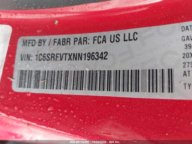 1C6SRFVTXNN196342 RAM 1500 Sport