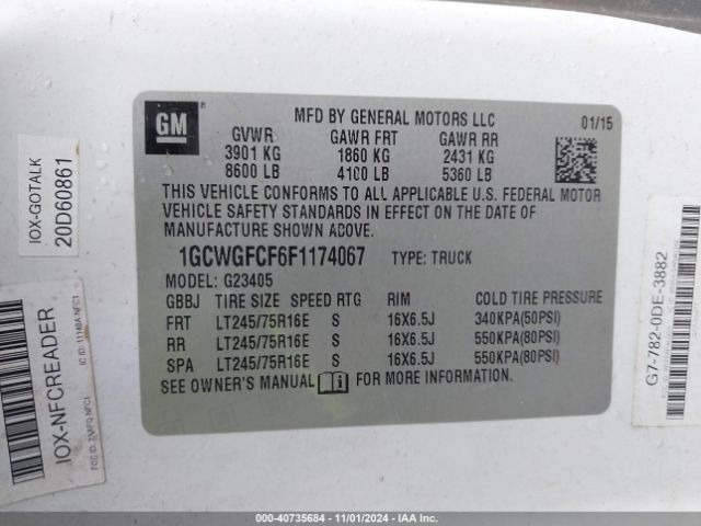 1GCWGFCF6F1174067 Chevrolet Express 2500 Work Van