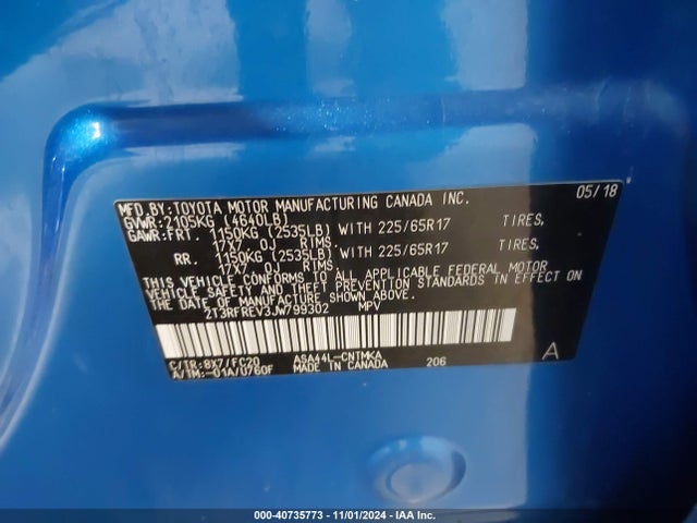 Toyota Rav4 Xle 2018 2T3RFREV3JW799302 Image 9