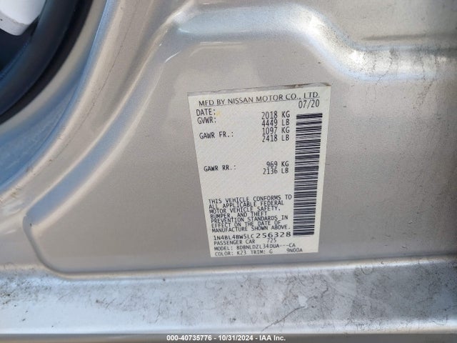 1N4BL4BW5LC256328 Nissan Altima S Intelligent Awd