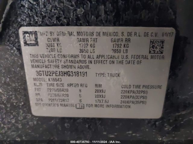 3GTU2PEJ3HG318191 GMC Sierra 1500 Denali