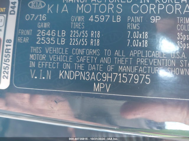 KIA Sportage Ex 2017 KNDPN3AC9H7157975 Image 9