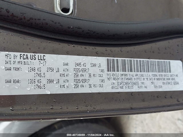 Dodge JOURNEY SE 2017 3C4PDCAB5HT694655 Image 9