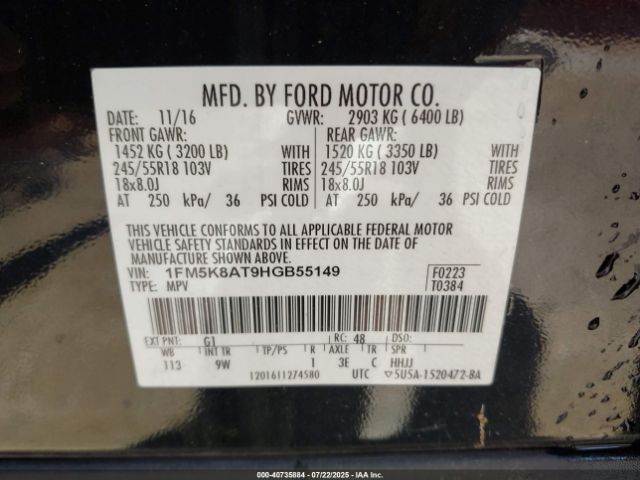 2017 FORD UTILITY POLICE INTERCEPTOR 1FM5K8AT9HGB55149 Photo 8