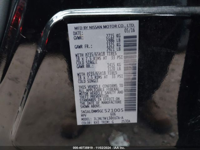 5N1AL0MM9GC521005 Infiniti QX60