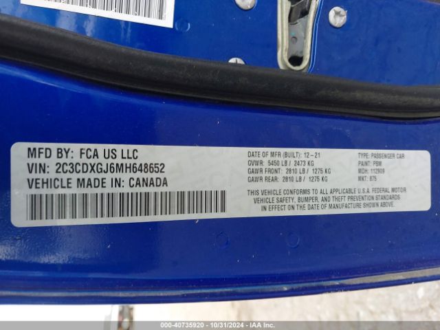 2C3CDXGJ6MH648652 Dodge Charger Scat Pack Rwd