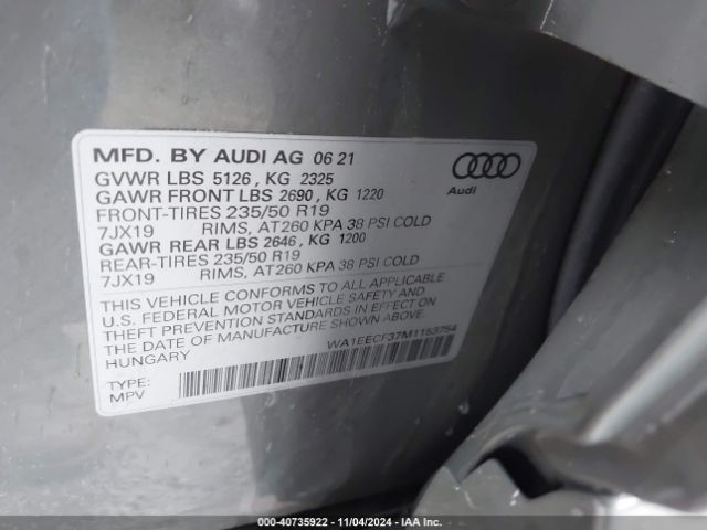 2021 AUDI Q3 WA1EECF37M1153754 Photo 8