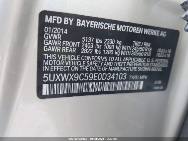 5UXWX9C59E0D34103 BMW X3 Xdrive28i
