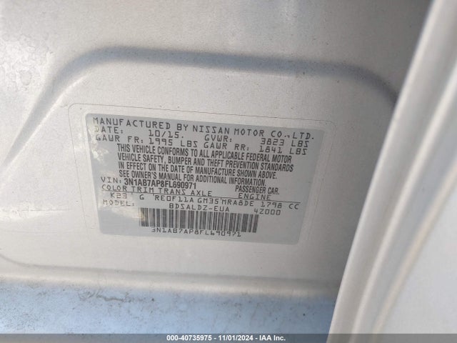 Nissan SENTRA SV 2015 3N1AB7AP8FL690971 Image 9