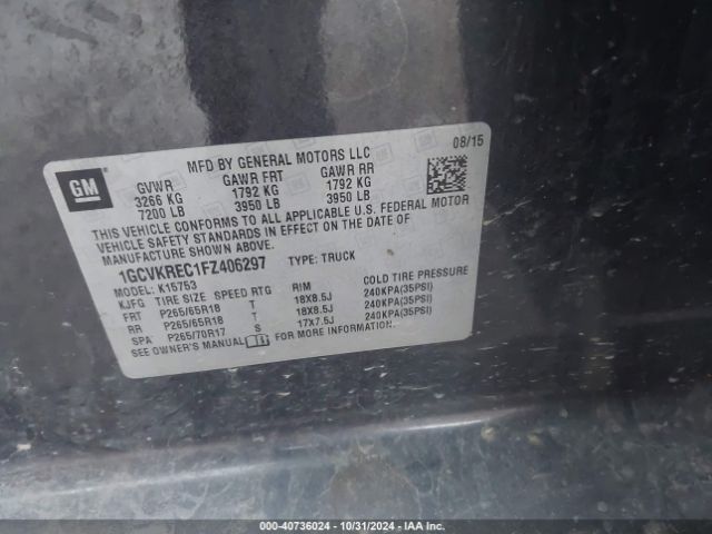 1GCVKREC1FZ406297 Chevrolet Silverado 1500 2lt