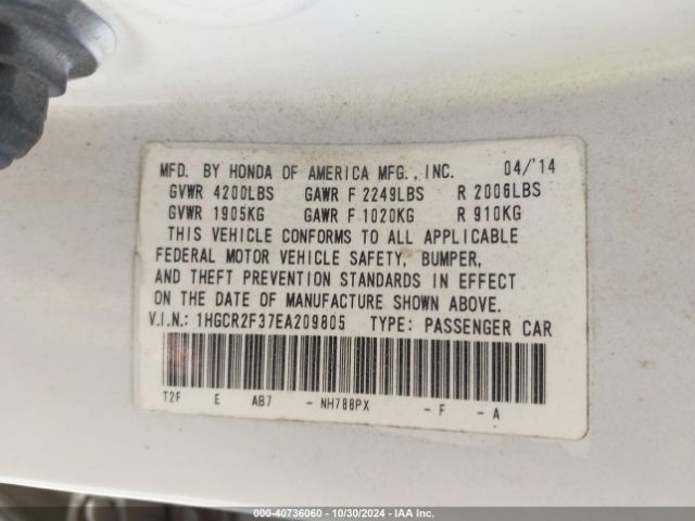 1HGCR2F37EA209805 Honda ACCORD LX