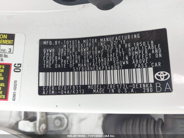 Toyota 2zr-fe 2019 5YFBURHE0KP949087 Image 25