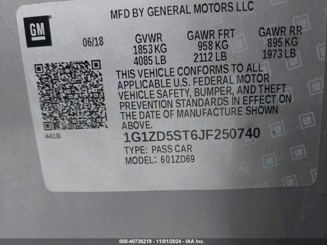 Chevrolet MALIBU LT 2018 1G1ZD5ST6JF250740 Image 9
