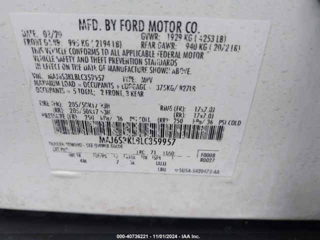 MAJ6S3KL8LC359957 Ford Ecosport Titanium