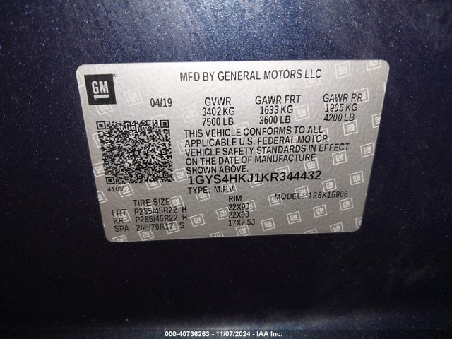 2019 CADILLAC ESCALADE ESV 1GYS4HKJ1KR344432 Photo 8