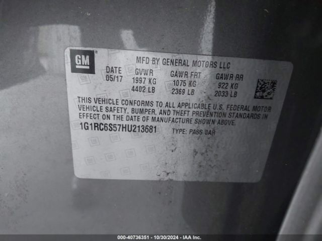 1G1RC6S57HU213681 Chevrolet VOLT LT