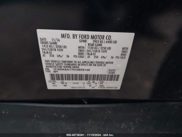 2017 FORD UTILITY POLICE INTERCEPTOR 1FM5K8AT7HGB55148 Photo 8