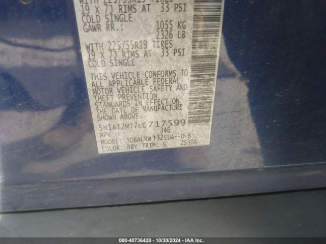 5N1AT2MT7LC717599 Nissan Rogue Sl Fwd