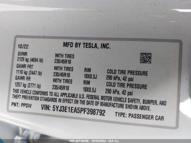 2023 TESLA MODEL 3 5YJ3E1EA5PF398792 Photo 8
