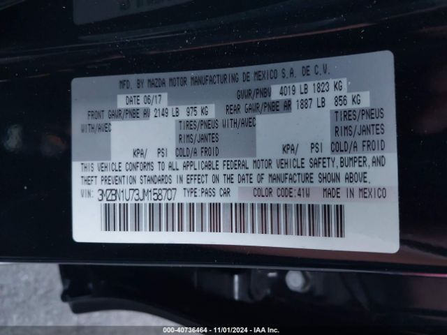 3MZBN1U73JM158707 Mazda Mazda3 Sport