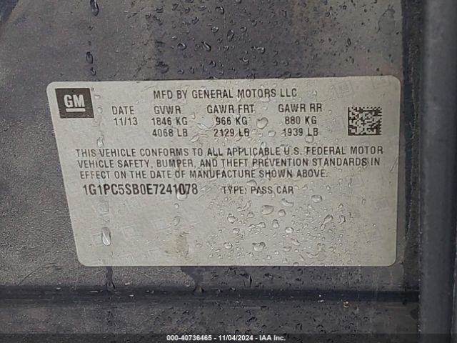 1G1PC5SB0E7241078 Chevrolet Cruze 1lt Auto