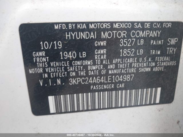3KPC24A64LE104987 Hyundai ACCENT SE