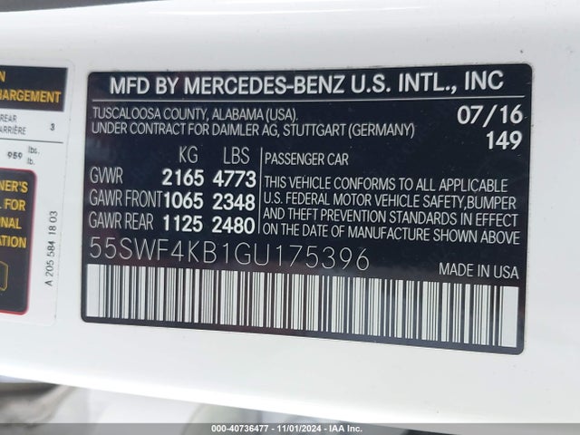 55SWF4KB1GU175396 Mercedes-Benz C 300 4matic/luxury 4matic/sport 4matic