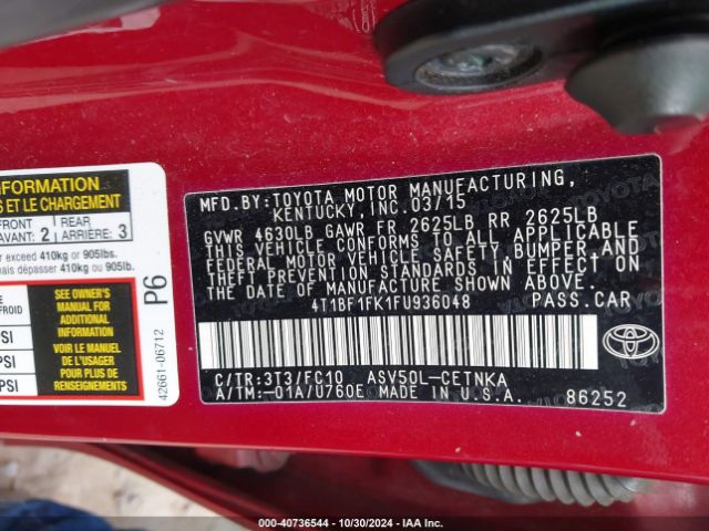 4T1BF1FK1FU936048 Toyota CAMRY LE