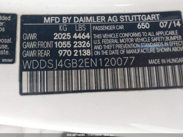 WDDSJ4GB2EN120077 Mercedes-Benz CLA 250 4MATIC