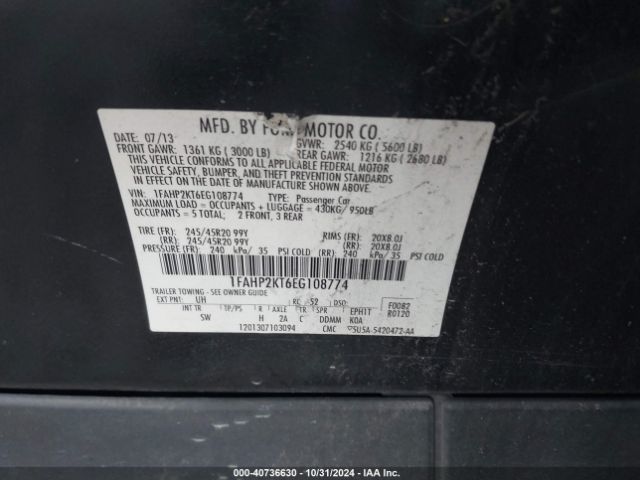 1FAHP2KT6EG108774 Ford TAURUS SHO