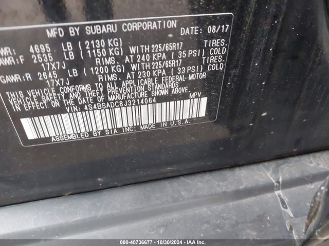 4S4BSADC8J3214064 Subaru Outback 2.5i Premium
