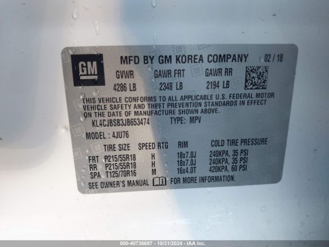 KL4CJBSB3JB653474 Buick Encore Preferred Ii