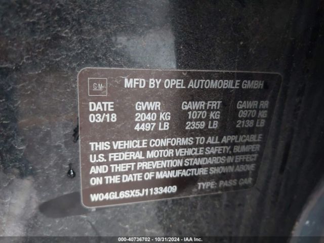 W04GL6SX5J1133409 Buick Regal Sportback Preferred