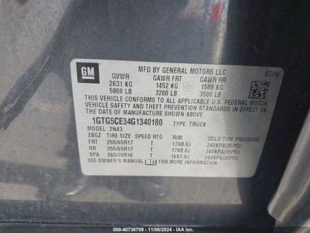 1GTG5CE34G1340180 GMC CANYON SLE