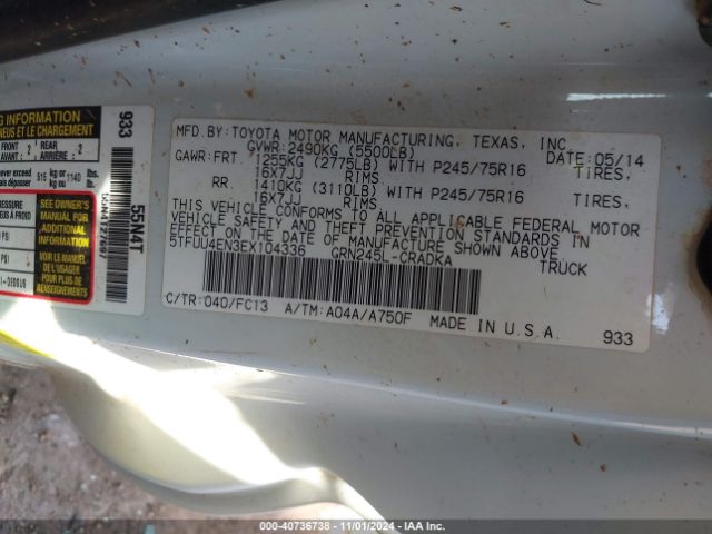 5TFUU4EN3EX104336 Toyota Tacoma