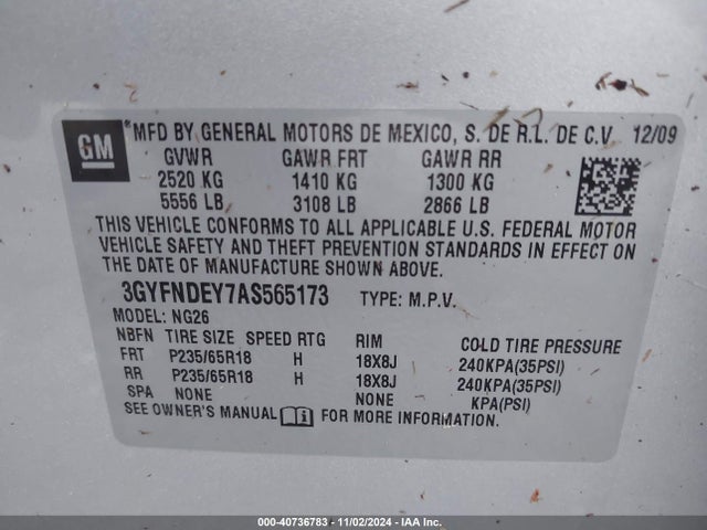 2010 CADILLAC SRX 3GYFNDEY7AS565173 Photo 8