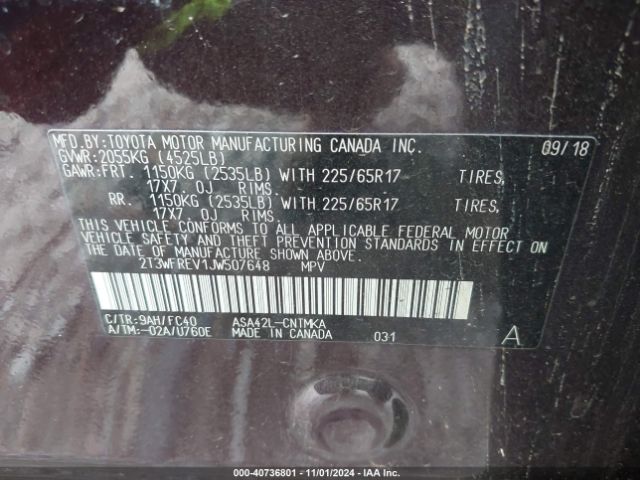 2T3WFREV1JW507648 Toyota Rav4 Adventure/xle