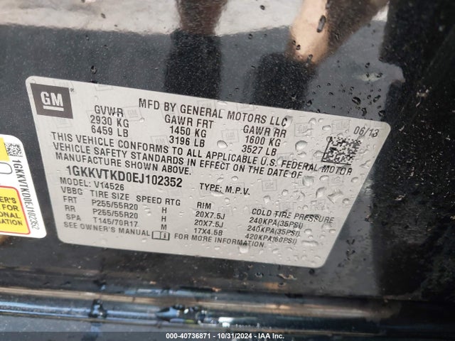 GMC Acadia Denali 2014 1GKKVTKD0EJ102352 Image 9