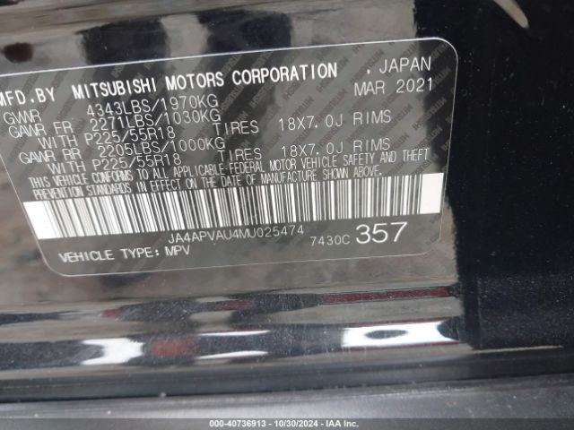 JA4APVAU4MU025474 Mitsubishi Outlander Sport 2.0 Se 2wd