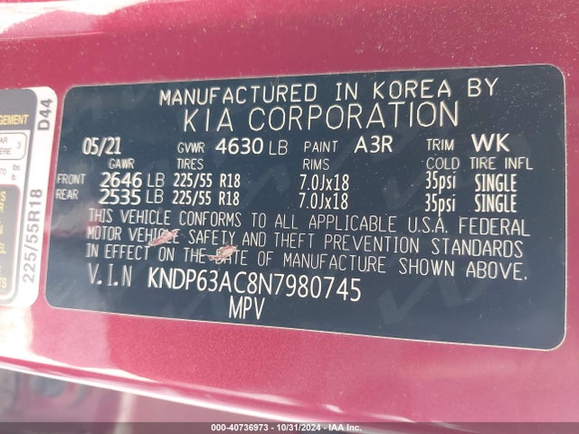 KIA Sportage Nightfall Edition 2022 KNDP63AC8N7980745 Image 9