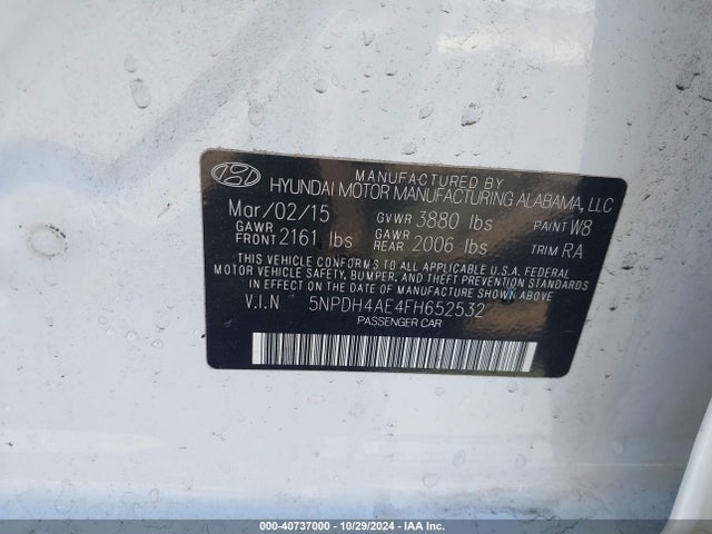 Hyundai ELANTRA SE 2015 5NPDH4AE4FH652532 Image 9